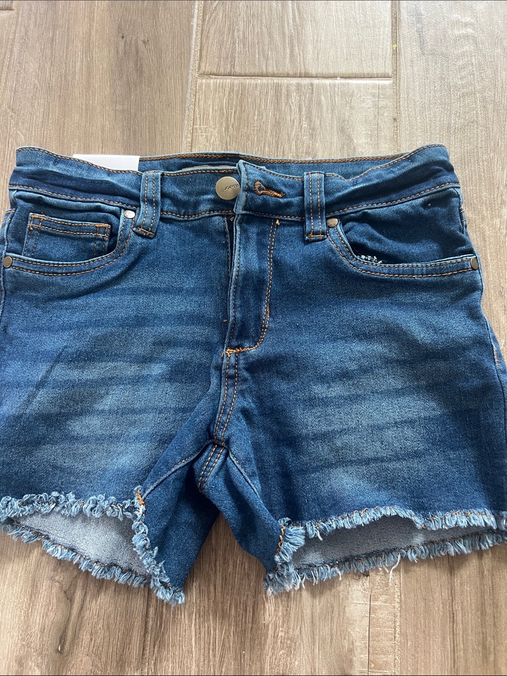 Girls Dark Blue Denim Fray-Hem Shorts - Joe’s